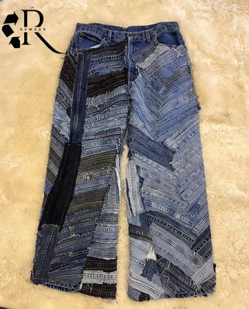Upcycled Denim Patchwork Baggy Style Jeans