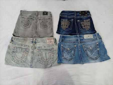CR10044 Upcycled Kids Mix Branded Mini Denim Skirts