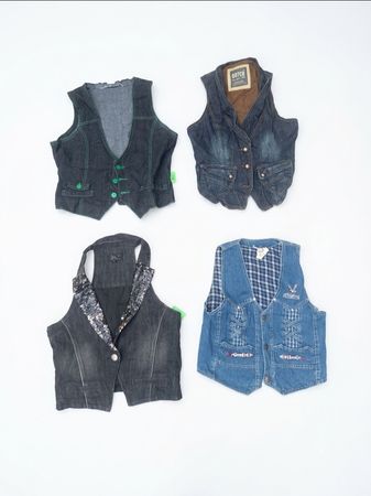 Retro 2000s Denim Waistcoat Lot 18pcs (X-02)