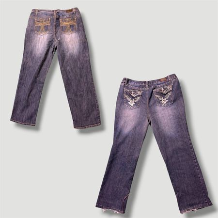 Straight embroidery pocket jeans