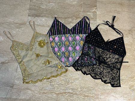 Sequin Mesh Strappy Tops