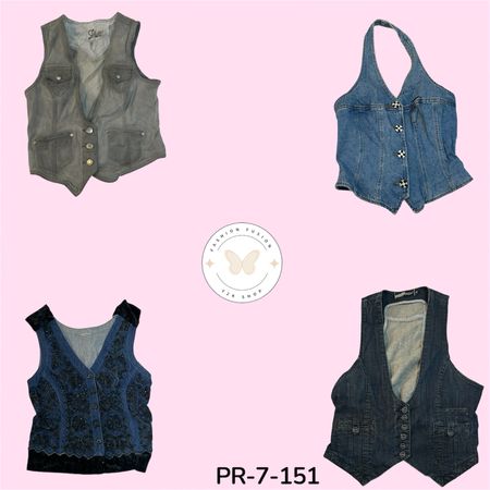 Women's Vintage Washed Denim Vest – Stylish Sleeveless Jean Jacket (PR-7-151)