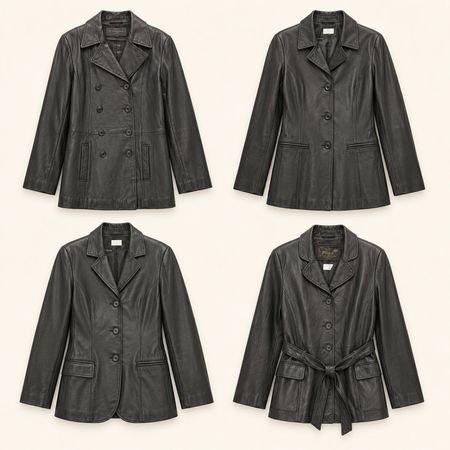 Y2K Button Black Leather Jackets