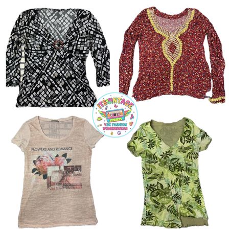 Vintage Y2K Printed Top Bundle – 10pcs | VR314