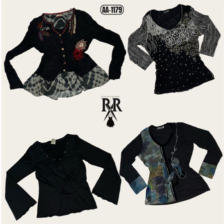 Y2K Black Rave Full Sleeve Tops (AA-1179)