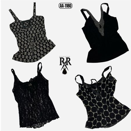 Y2K Black Gothic Girl Cami Tops (AA-1180)