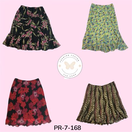 Women's High-Waist Printed Poly Skirt – Everyday Wear (PR-7-169)
