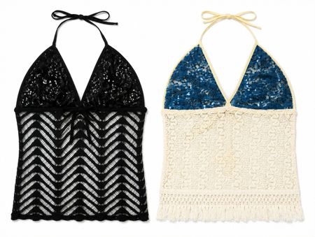 CR1900 UPCYCLED HALTER LACE TOP