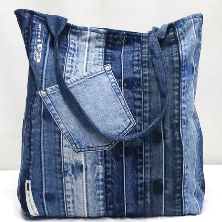 CR1905 UPCYCLED PATCHWORK DENIM TOTE BAG