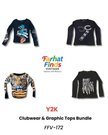 Y2K Clubwear & Graphic Tops Bundle