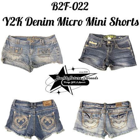Y2K Denim Micro Mini Shorts (B2F-022)