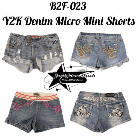 Y2K Denim Micro Mini Shorts (B2F-023)