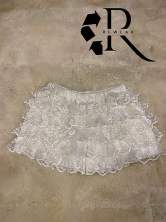 Upcycled Lace Ruffled Micro Mini Skirt