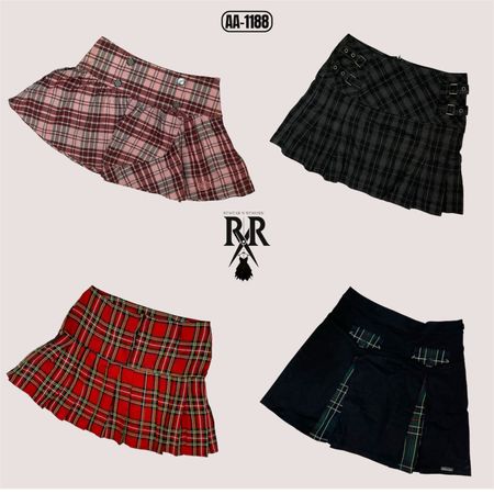 Y2K Gothic Girl Era Checkered Mini Skirts (AA-1188)