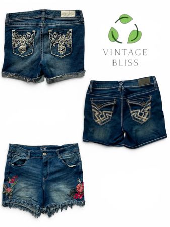Y2K Embroidered Denim Shorts Bundle | 15 Pcs(VB 03)