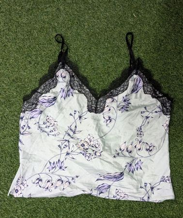 MA13 Y2K Mesh Detail Slip Top | Satin Finish