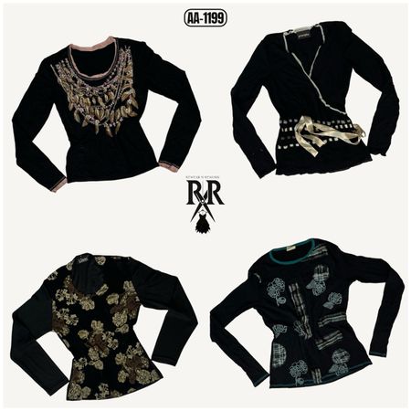 Y2K All Black Rave  Full Sleeve Tops (AA-1199)