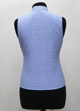CR1909 UPCYCLED TIE-NECK SLEEVELESS SHIRT