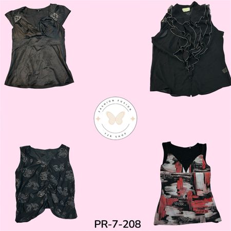 Women's Black Poly Blouse | Soft & Comfortable Casual Wear Top (PR-7-208)
