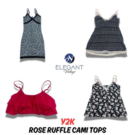 Y2K Tose Ruffle Csmi Tops - EV0666