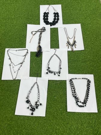 Black Statement Necklaces Bundle | Layered Beaded Gothic Fashion Jewelry