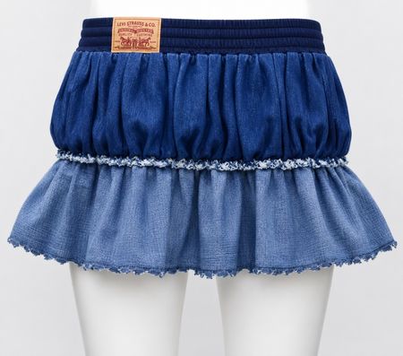 CR1914 UPCYCLED TIERED DENIM MINI SKIRT