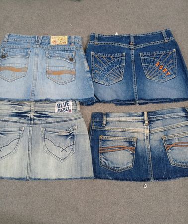 HD1516 Ladies Upcycled Y2K Embellished Denim Micro Mini Skirts