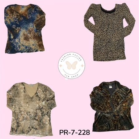 Women’s Y2K Printed Poly Blouse – Vintage Retro Chic Top (PR-7-228)
