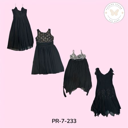 Women’s Black Poly Dress – Y2K Vintage Chic Everyday Style (PR-7-233)