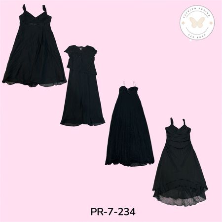 Women’s Black Satin Feel Poly Dress – Elegant Y2K Evening Look (PR-7-234)