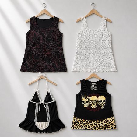Coleção de Tops Femininos Curada Y2K (002)