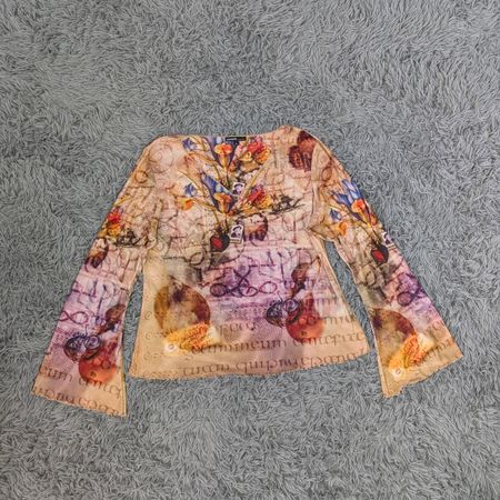 ***Y2K Mesh Long Sleeve Blouses Mixed
