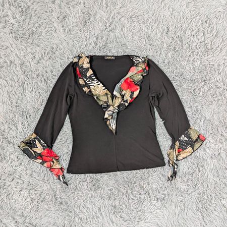 ***Y2K Printed Long Sleeve Blouses Mixed