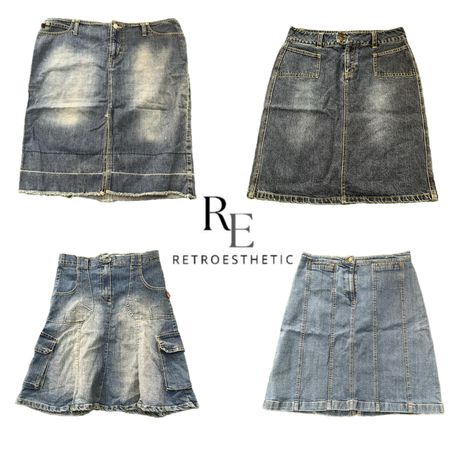 Jupes midi en denim de l'ère Paris Hilton Y2K RE-3519