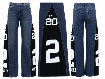 CR1917 UPCYCLED PANEL STRAIGHT LEG JEANS