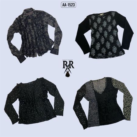 Y2K Black Rave Full Sleeve Tops (AA-1523)