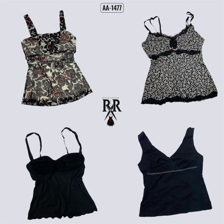 Y2K Black Gothic Cami Tops (AA-1285)