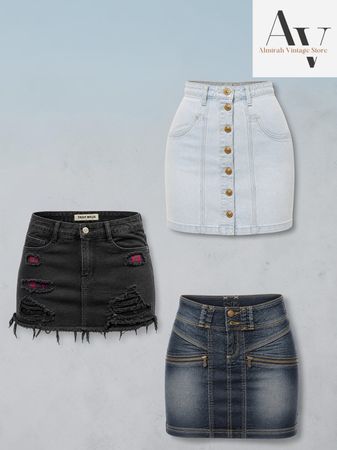 Trending denim mini skirts