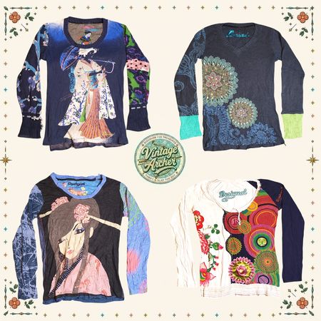 Y2K Desigual Japanese Art Girl Inspo Blouses :10pcs (D3)