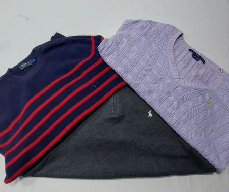Ralph Lauren Pullover – 1/4 Reißverschluss, Kabelstrick, Rundhals, V-Ausschnitt & Strickjacke – Note A/B – 10 Stück | 09-209