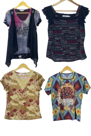 Vintage Y2K Printed, Floral & Graphic Half Sleeve Blouses Collection