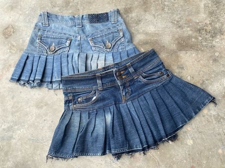 Upcycled Y2K Denim Fältchen-Minirock