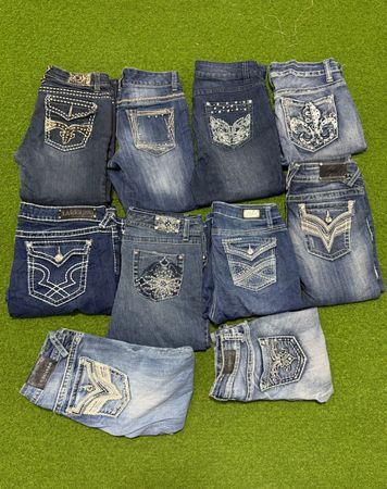 Yv255 Embroidery capris jeans 12p