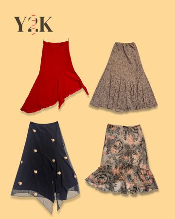 Vintage Y2K Sheer Floral Skirt Bundle (Yv-755)