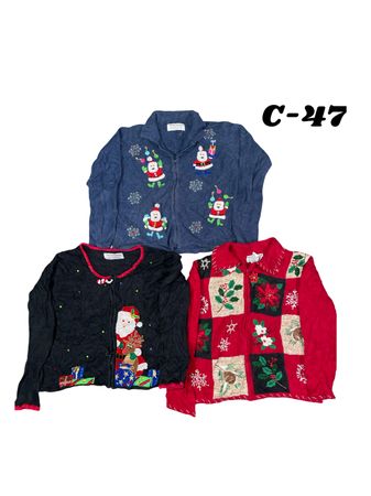 Wholesale Vintage Christmas Sweaters Bundle | 10pcs Women’s Holiday Cardigans Mix (Tiara International, Studio, Heirloom  Collectibles,S-L) C#47