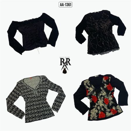 Y2k Black Rave Full Sleeve Tops (AA-1361)