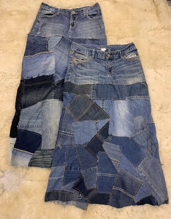 Jupes maxi en patchwork denim Y2K recyclées