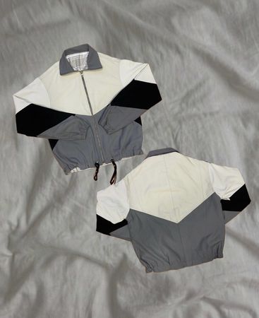 Upcycled Contrast Cotton Crop Jacket
