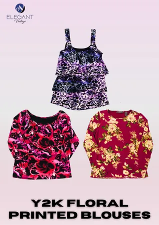 Y2K Floral Printed Blouses - EV2314
