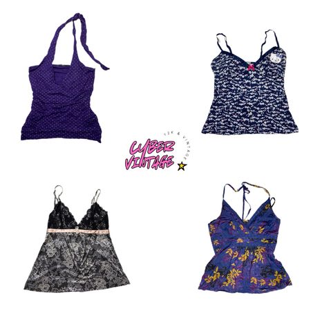 Vintage Y2K Summer Camis | Floral, Polka Dot & Lace Details (MH-131)